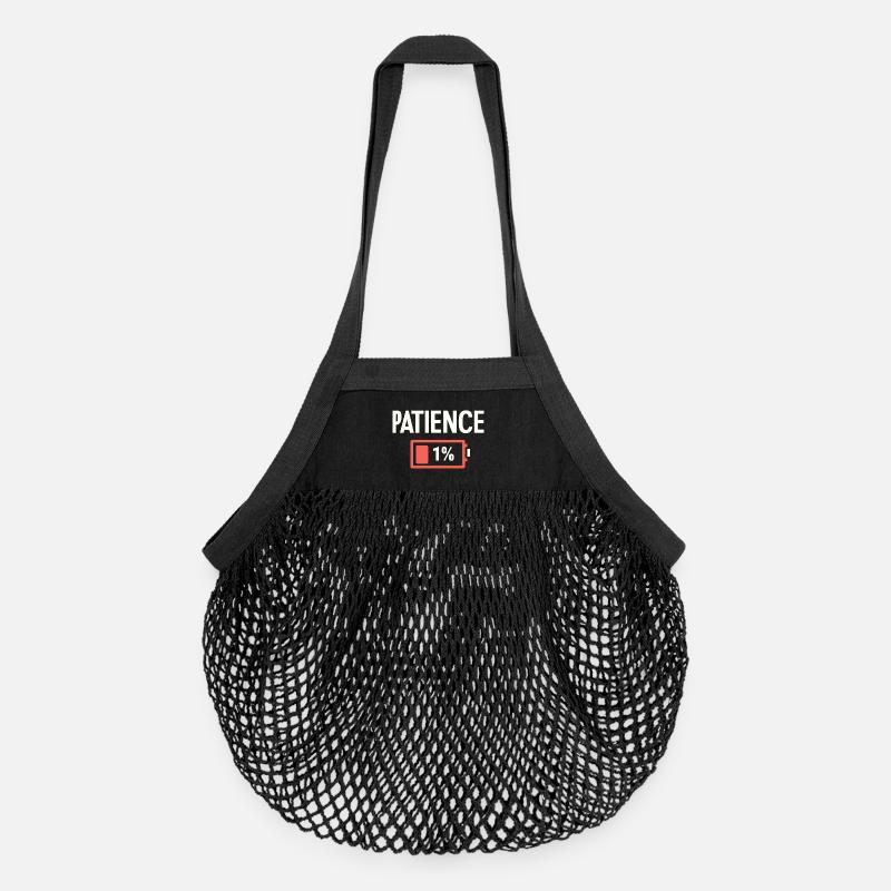 Patience 1 % Batterie faible Sarcasme drôle - Sac de courses en mesh bio - noir
