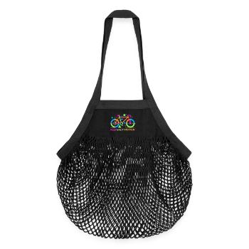 Neon Abstract Bicycle Motion - Organic Mesh Shopping Bag - black - Front