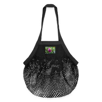 Dahlie rot violett Blüte ,Blume - Organic Mesh-Einkaufstasche - Schwarz - Vorne