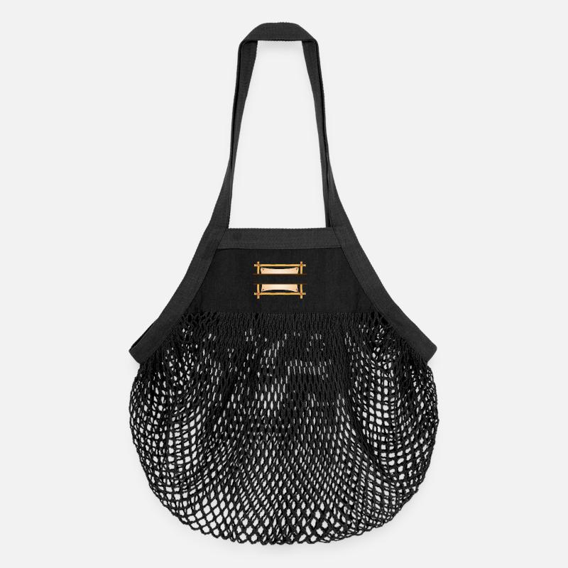 Bamboo Frame – Oriental Style with Your Text - Organic Mesh Shopping Bag - black