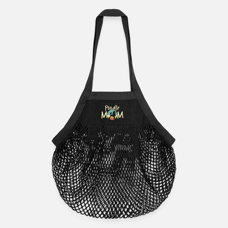 Poodle Mum Retro Sunset Design - Organic Mesh Shopping Bag - black