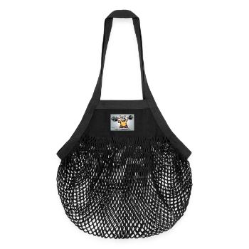 Kraftmaus beim Krafttraining - Organic Mesh-Einkaufstasche - Schwarz - Vorne