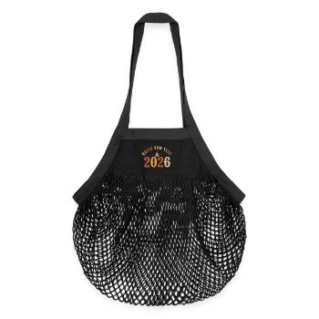 Feiert die schöne Silvesterparty 2026 - Organic Mesh-Einkaufstasche - Schwarz - Vorne