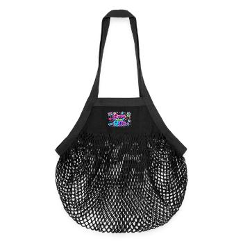 Né dans les années 90, style néon rétro - Sac de courses en mesh bio - noir - Devant
