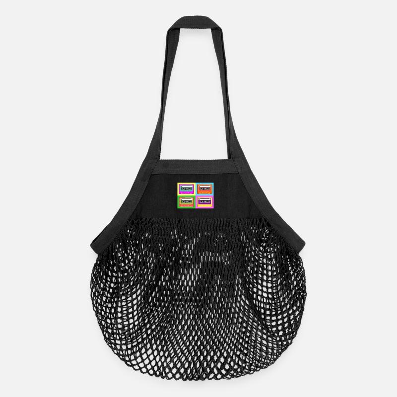 Cassette pop art tape - Organic Mesh Shopping Bag - black