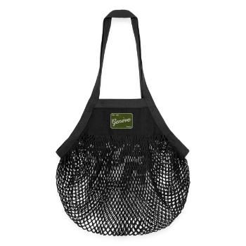 Badge vert vintage Genève - Sac de courses en mesh bio - noir - Devant