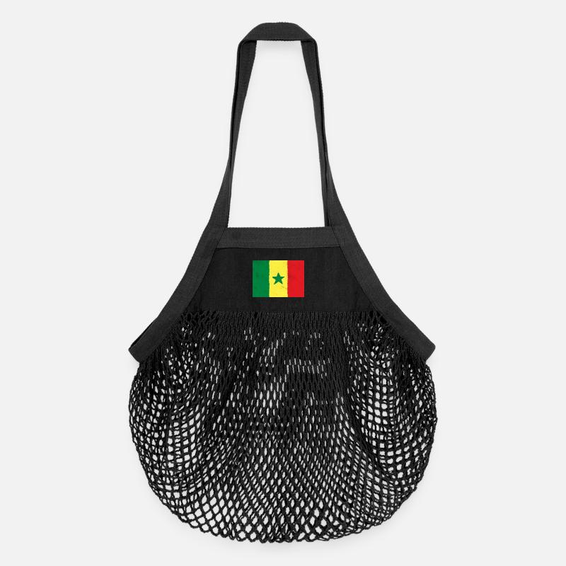 Flagge von Senegal - Organic Mesh-Einkaufstasche - Schwarz