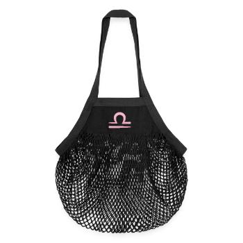Waage-Tierkreiszeichen Pastellrosa - Organic Mesh-Einkaufstasche - Schwarz - Vorne