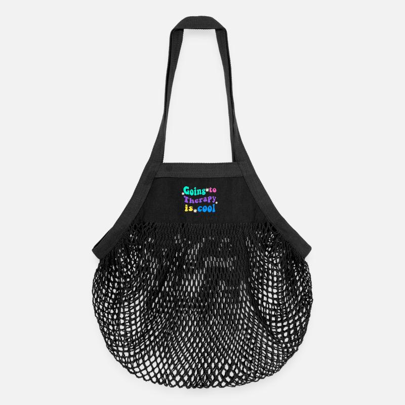 Zu therpay zu gehen ist cool - Organic Mesh-Einkaufstasche - Schwarz