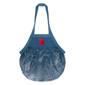 Bright red shimmer pattern - Organic Mesh Shopping Bag - denim blue - Front