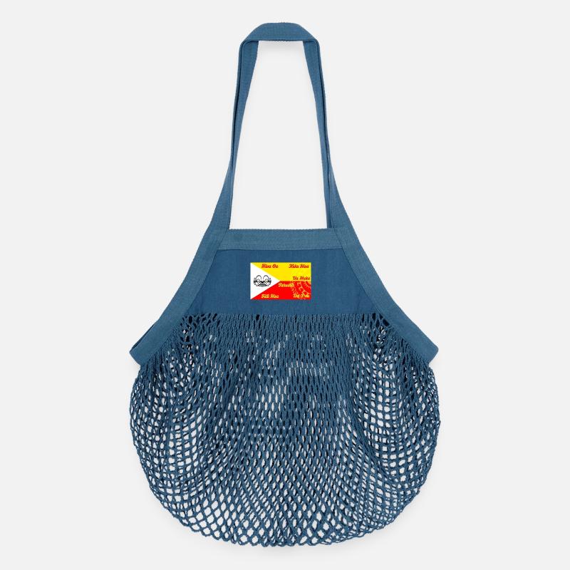 Marquesan Flagge - Personalisiert - Organic Mesh-Einkaufstasche - Jeansblau