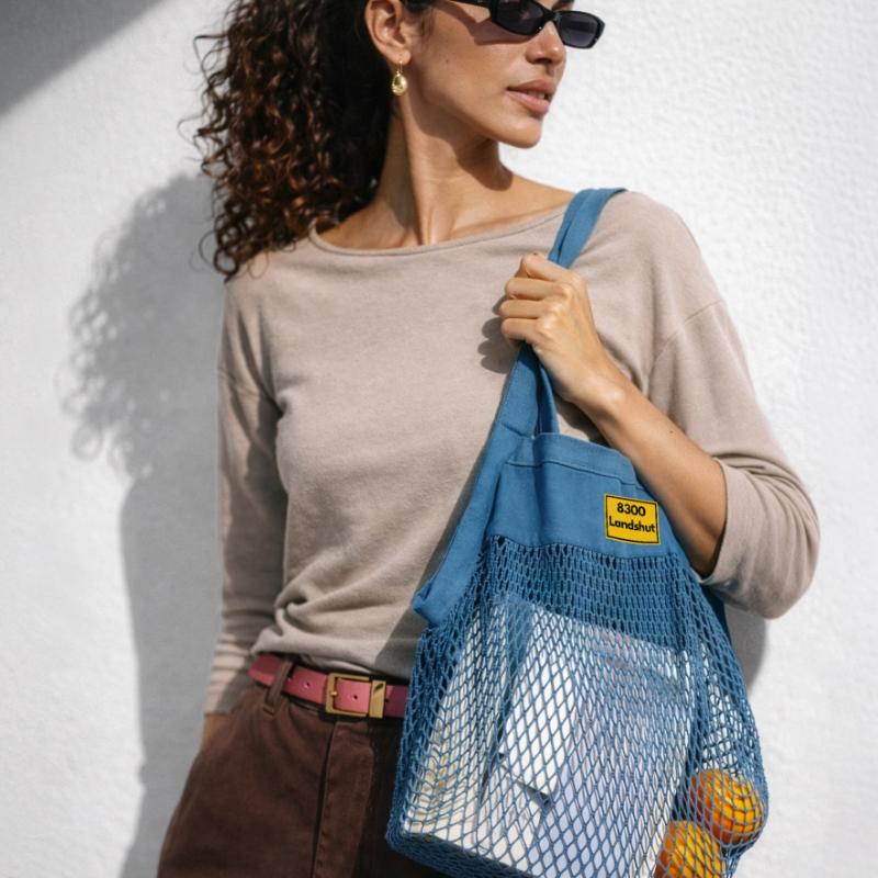 OLD POSTCODE POSTCODE RETRO 8300 LANDSHUT BAVARIA Organic Mesh Shopping Bag