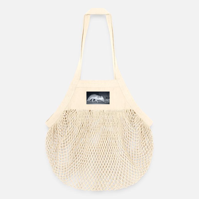 Night Fox Hedgehog Encounter - Organic Mesh Shopping Bag - nature