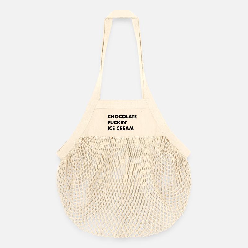 Glace au chocolat - Lettrage noir - Sac de courses en mesh bio - nature