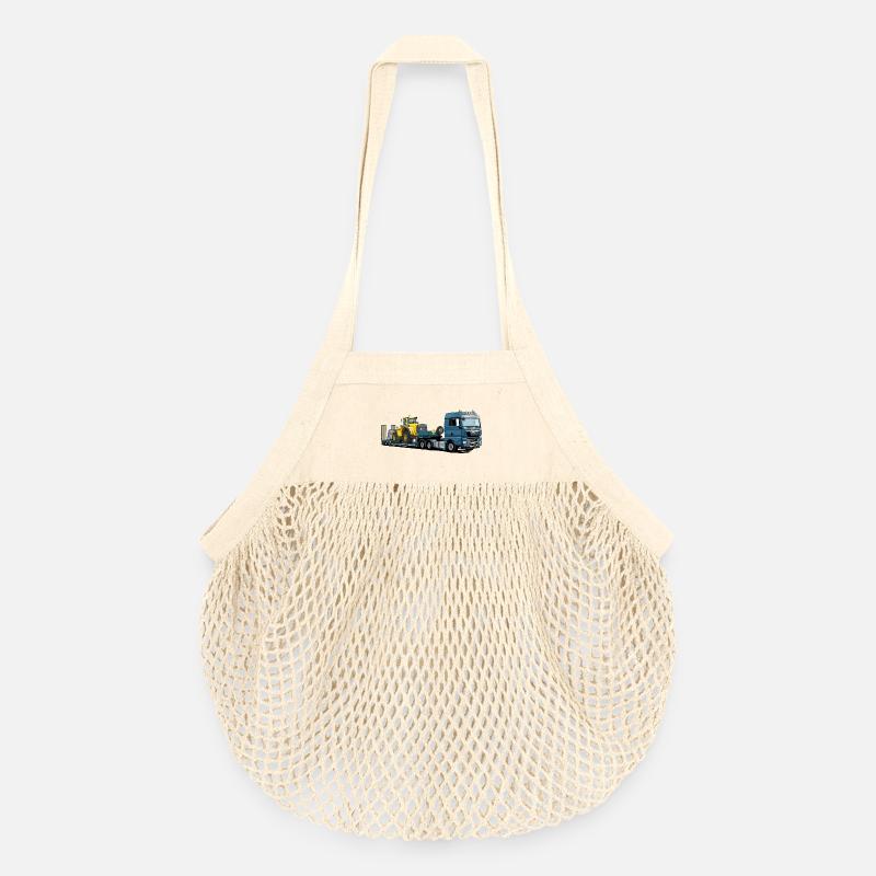 Chargeuse surbaissée avec excavatrice - Sac de courses en mesh bio - nature