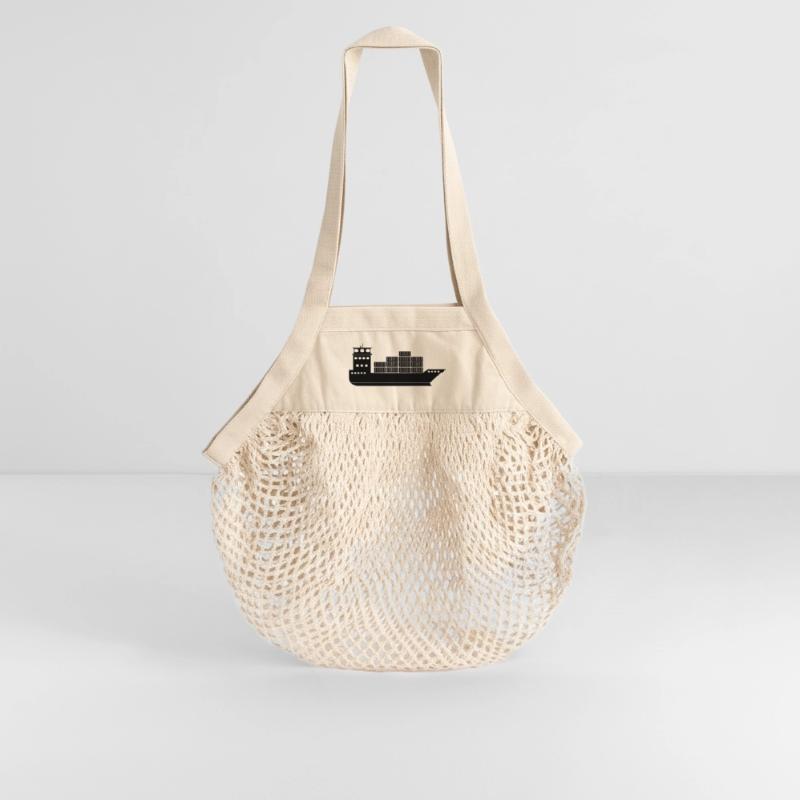 Seecontainerschiff oder Boot mit Containern Organic Mesh-Einkaufstasche
