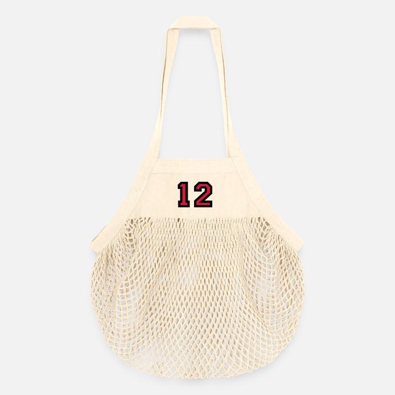 Zahl 12 - Nummer 12 (Rot) Nr. 12 - Organic Mesh-Einkaufstasche - Natur