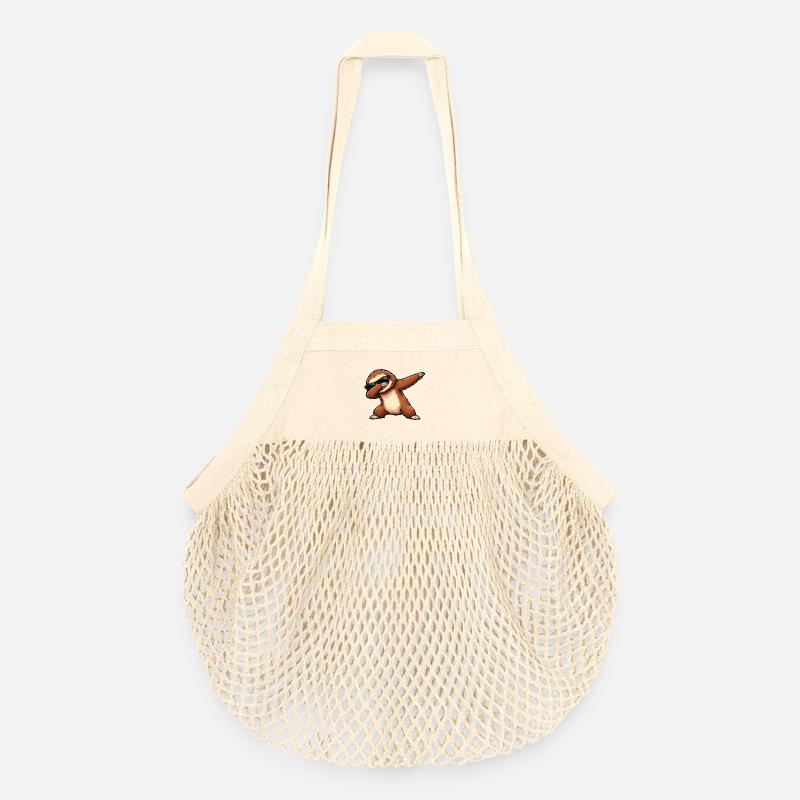 Dabbing Sloth - Organic Mesh Shopping Bag - nature