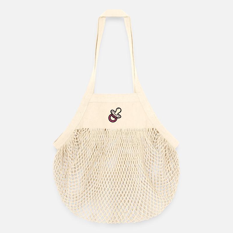 Tétine pour bébé naissance 2026 - Sac de courses en mesh bio - nature