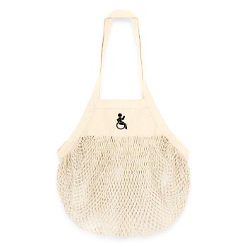 Waving wheelchair user # - Organic Mesh Shopping Bag - nature - Front