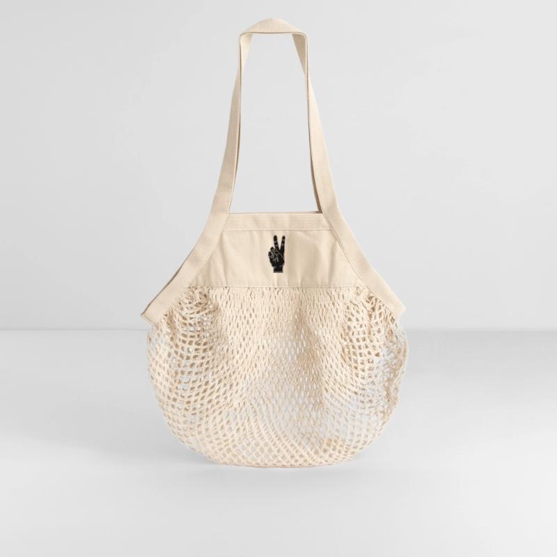 Black hand gesture peace Organic Mesh Shopping Bag