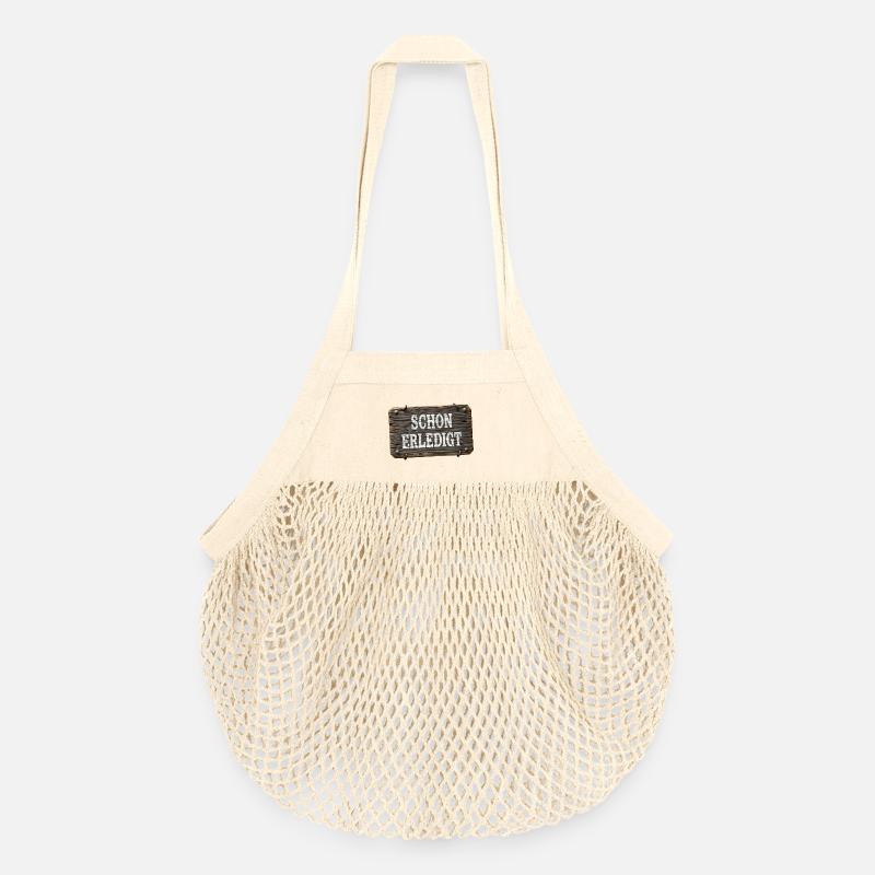 Déjà fait – panneau d’atelier rustique - Sac de courses en mesh bio - nature