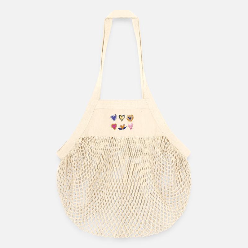 Des cœurs pour tout le monde - Sac de courses en mesh bio - nature