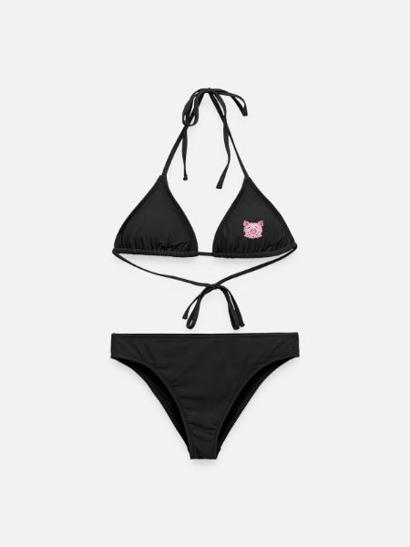 Kopf eines Schweins - Glücksschwein Graffiti - Frauen Bikini - Schwarz