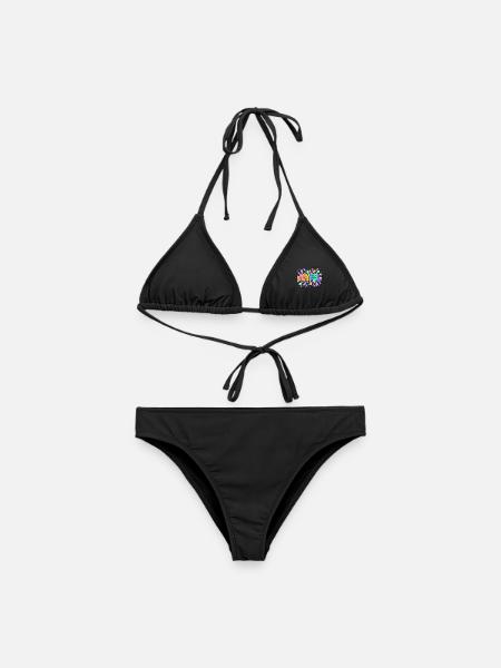 Happy Lettering in bunten Splittern - Frauen Bikini - Schwarz