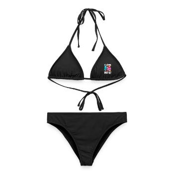Retour rétro au design vintage des années 80 - Bikini femme - noir - Devant - AI Model Female 172 light (172cm)