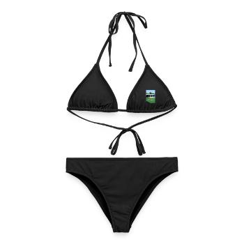 Villa blanche avec piscine - Bikini femme - noir - Devant - AI Model Female 172 light (172cm)
