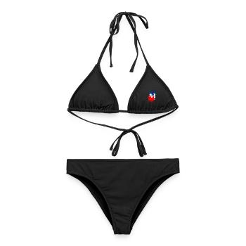 Drei französische Hähne coq mit französisch drei Farben - Frauen Bikini - Schwarz - Vorne - AI Model Female 172 light (172cm)