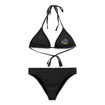 Blumen botanisch Pflanze Illustration - Frauen Bikini - Schwarz - Vorne - AI Model Female 172 light (172cm)