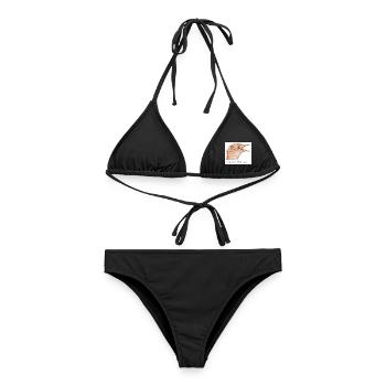 PlattSnack – Den een sien Uul... - Frauen Bikini - Schwarz - Vorne - AI Model Female 172 light (172cm)