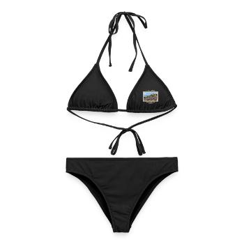 Ungarn Tihany Vintage Reisemarke - Frauen Bikini - Schwarz - Vorne - AI Model Female 172 light (172cm)