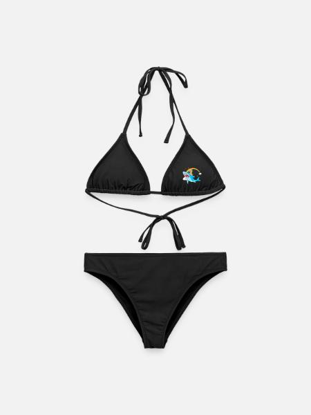 Skurriles goldenes Gekritzel und mythischer Hai - Frauen Bikini - Schwarz