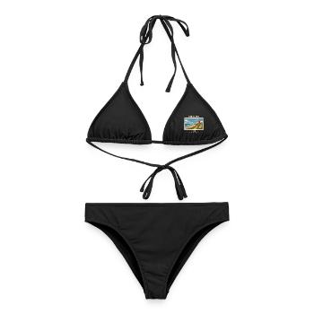 Niederlande Texel Vintage Reisemarke - Frauen Bikini - Schwarz - Vorne - AI Model Female 172 light (172cm)