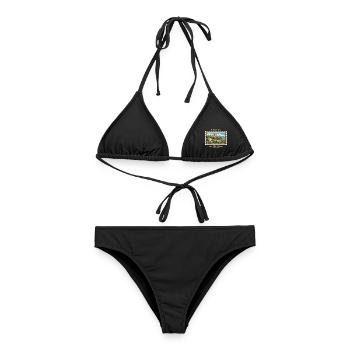 Italien Bergamo Vintage Reisemarke - Frauen Bikini - Schwarz - Vorne - AI Model Female 172 light (172cm)