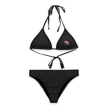 Caméléon coloré Kawaii dessin animé Personnage Animal - Bikini femme - noir - Devant - AI Model Female 172 light (172cm)
