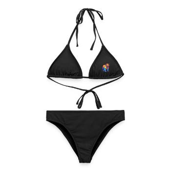 ours coloré kawaii dessin animé personnage clipart - Bikini femme - noir - Devant - AI Model Female 172 light (172cm)