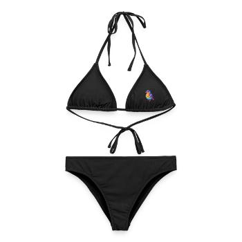 Grive coloré Kawaii dessin animé Personnage oiseau - Bikini femme - noir - Devant - AI Model Female 172 light (172cm)
