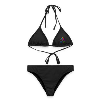 Hobby-Futter – Bunte Stockpferde - Frauen Bikini - Schwarz - Vorne - AI Model Female 172 light (172cm)