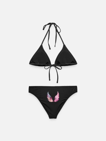 Pastellfarbene Aquarellflügel für Frauen - Frauen Bikini - Schwarz