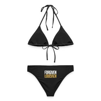 Forgiven Spiegel Design Weiß Gold Dark - Frauen Bikini - Schwarz - Hinten - AI Model Female 172 light (172cm)