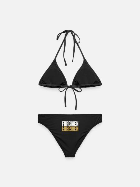 Forgiven Spiegel Design Weiß Gold Dark - Frauen Bikini - Schwarz