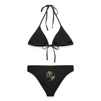 Elegante Pflanzen - Frauen Bikini - Schwarz - Hinten - AI Model Female 172 light (172cm)