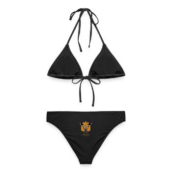 Giraffe Géométrique en Ocre - Bikini femme - noir - Dos - AI Model Female 172 light (172cm)