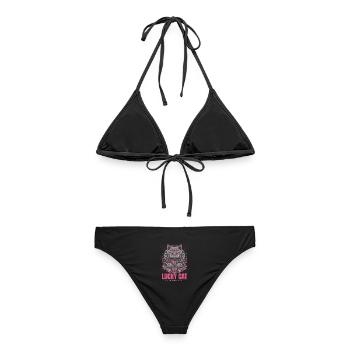 Lucky Cat Glückskatze Maneki Neko Pink - Bikini femme - noir - Dos - AI Model Female 172 light (172cm)