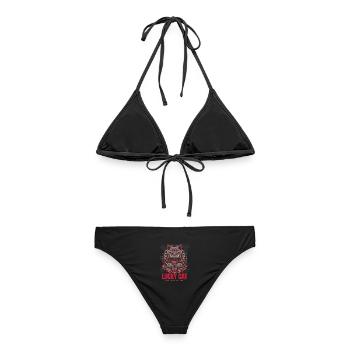 Lucky Cat Glückskatze Maneki Neko Rot - Frauen Bikini - Schwarz - Hinten - AI Model Female 172 light (172cm)