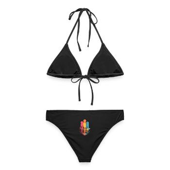 Retro-Berghütte und Waldlandschaft - Frauen Bikini - Schwarz - Hinten - AI Model Female 172 light (172cm)